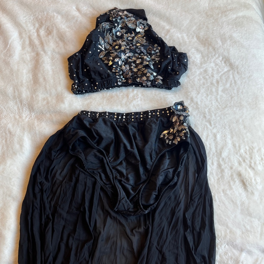 Black Floral Dance Costume Child XLA Lyrical Contemporary Competition